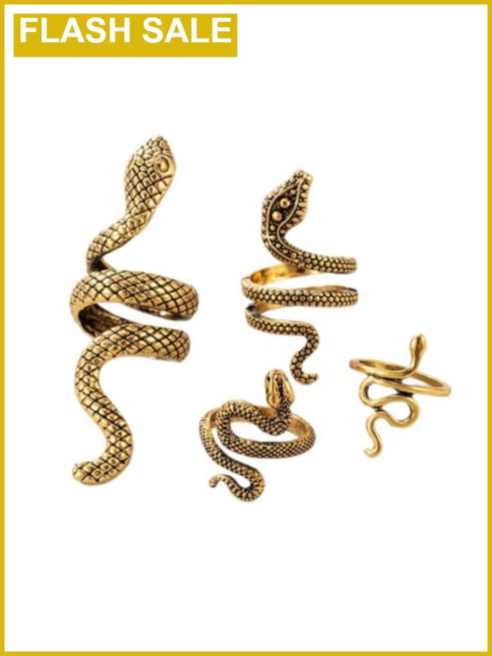Snake Ring Set Stackable Adjustable Open Band Alloy Gothic Punk Halloween